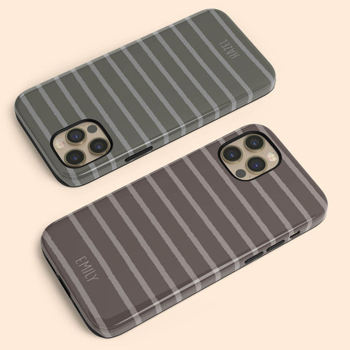 Custom Name Earth Tone Stripes iPhone Case